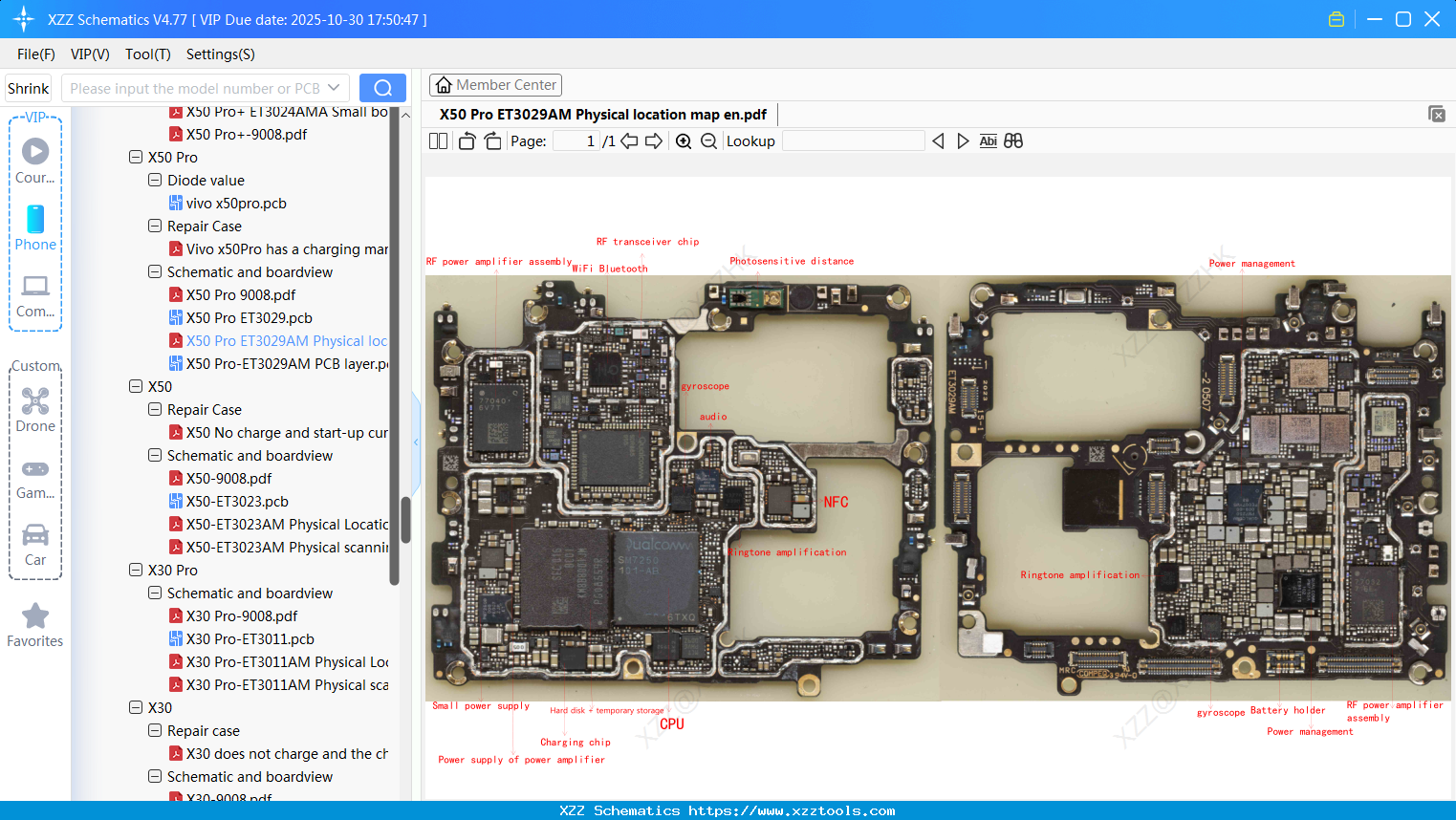 VIVO X50 Pro ET3029AM Physical Location Map En